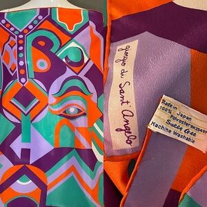 Vintage Sant Angelo Groovy Scarf Large 27 In Sq Excellent Condition